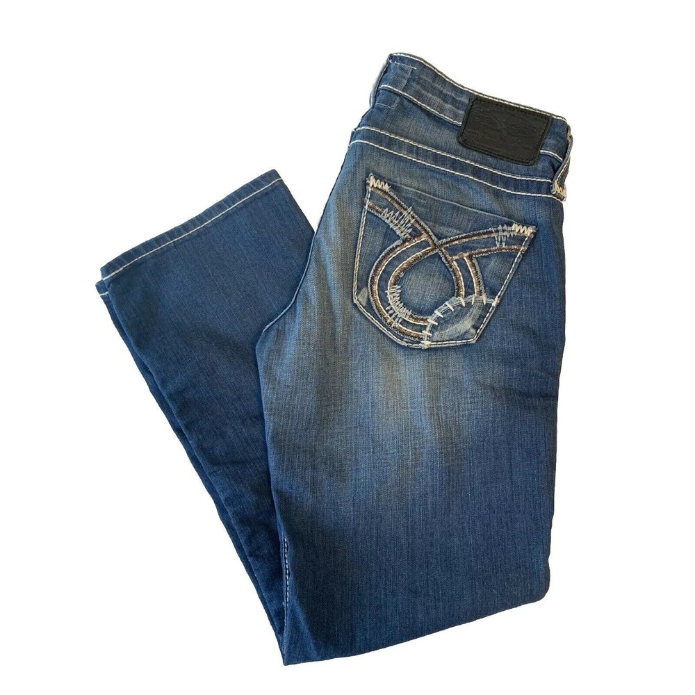 Big Star Liv Bootcut Jeans Women 27 Blue Excellent Contrast Stitch Embroidery